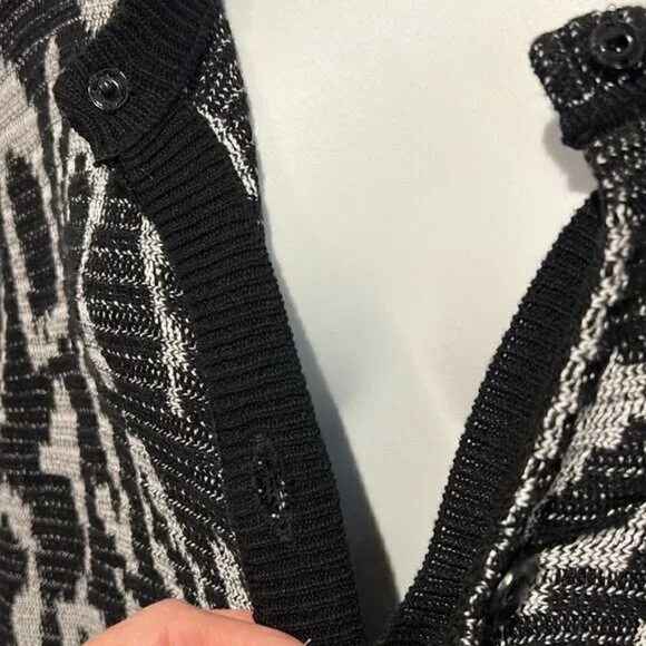 Olsen Europe Black White Patterned Cardigan Size M  10  - Picture 13 of 14